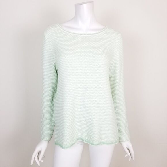 J. Crew Mint Chevron Stitch Boat Neck Sweater - Picture 1 of 6